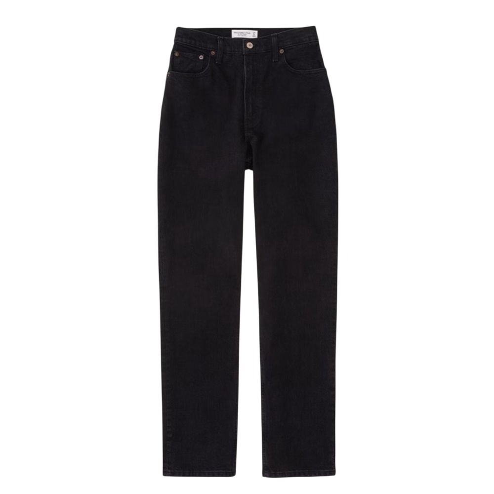 Abercrombie Fitch The 90s Straight High Rise Curve Love Black Jeans Women's 24 - Picture 1 of 2